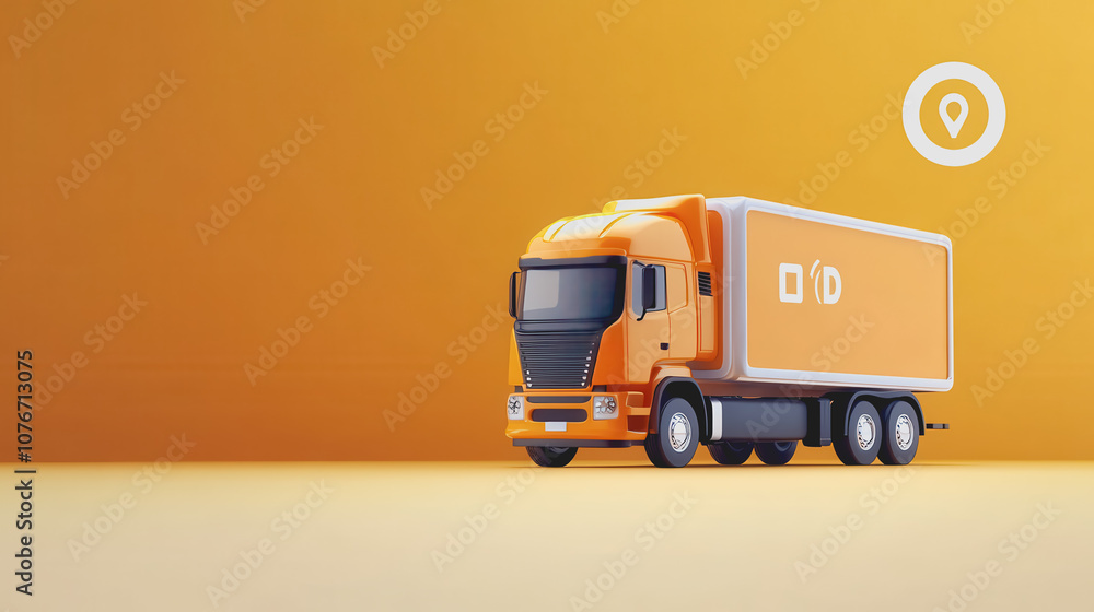 Poster 3d delivery truck on a smooth gradient background emphasizing logistics and transport concepts in a 