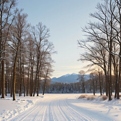 Obraz premium winter landscape with trees and snow