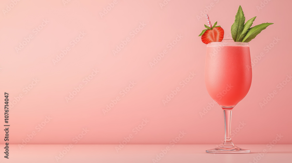 Poster refreshing mocktail presentation with vibrant texture and soft gradient background for modern bevera