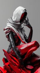 beautiful female figure covered le homme, artistic pose, surreal