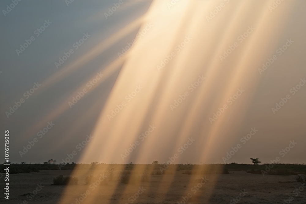Poster serene light stream with illuminating rays and gentle warmth against isolated backdrop