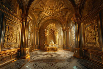 Obraz premium Fantastically throne of power of king or queen in throne room