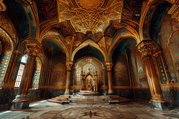 Obraz premium Fantastically throne of power of king or queen in throne room