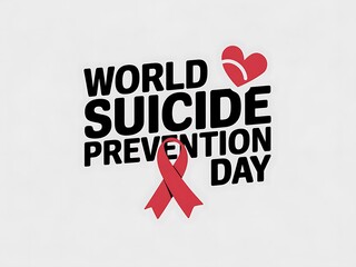 World Suicide Prevention Day Graphic with Red Ribbon and Broken Heart