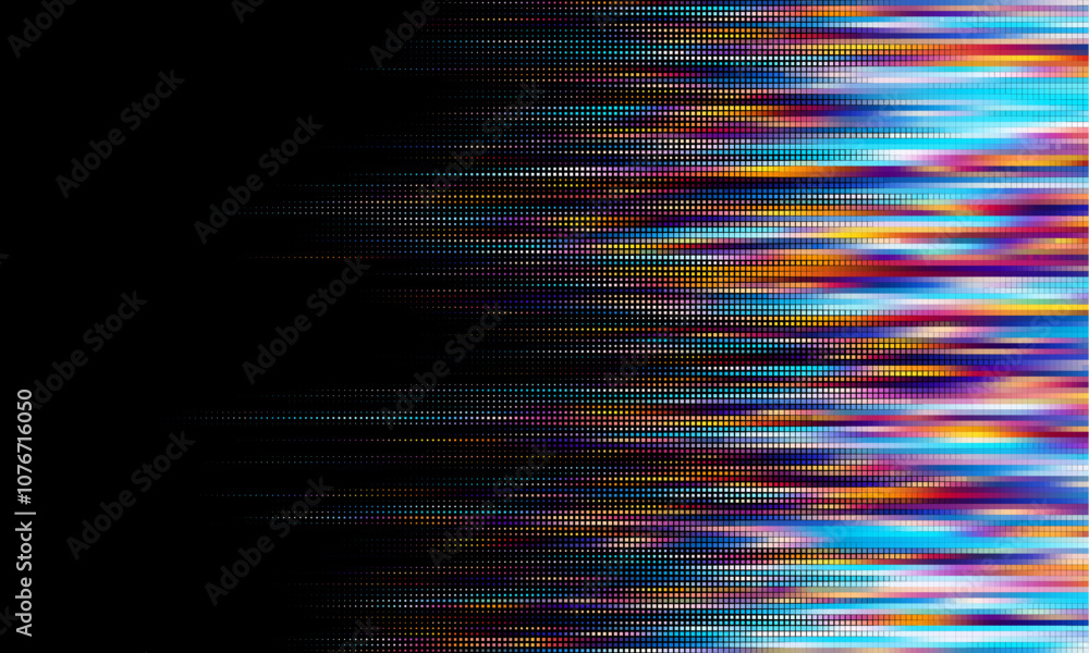 Aufkleber Abstract halftone dotted digital technology wide background with futuristic neon light and faded effect. Cyberpunk and retrowave design for technology