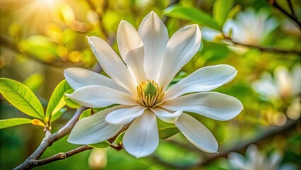 Obraz premium Delicate Star Magnolia Flower in Home Garden: A Close-Up of Nature's Beauty