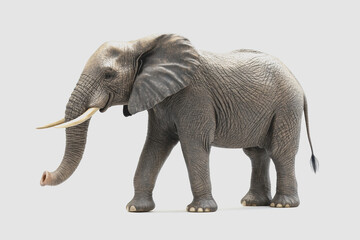 Fototapeta premium Realistic of an Elephant Isolated on White Background, Perfect for Safari-Themed Projects, Educational Materials, and Wildlife Content