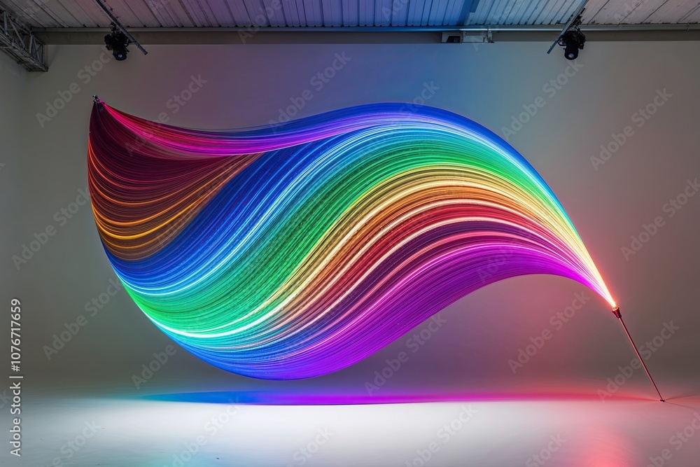 Poster dynamic frequencies create a captivating swirl of colors on a blank backdrop