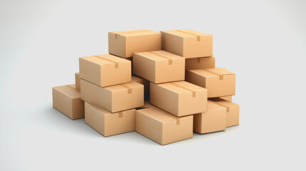 Fototapeta premium Stacked Shipping Boxes on a Smooth Gradient Background for Logistics and Transportation Concepts in Visualization
