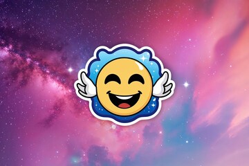 Celestial Sticker Graphic Emoticon of Joy and Wonder