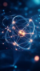 Obraz premium Visualization of atomic structure with electrons orbiting a nucleus