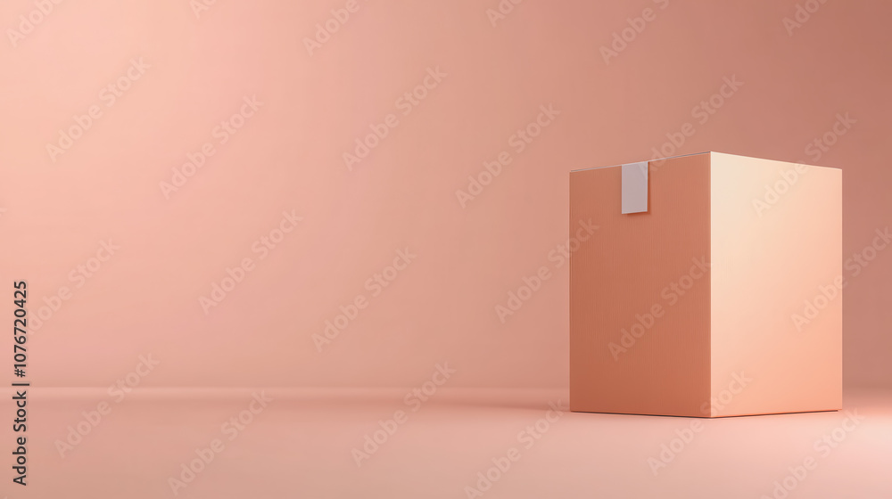 Poster elegant unboxing scene on a smooth gradient background featuring a soft peach box, ideal for product