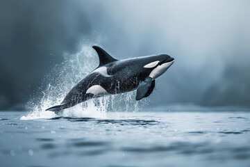 Fototapeta premium Fantastically beautiful majestic huge whale in deep ocean