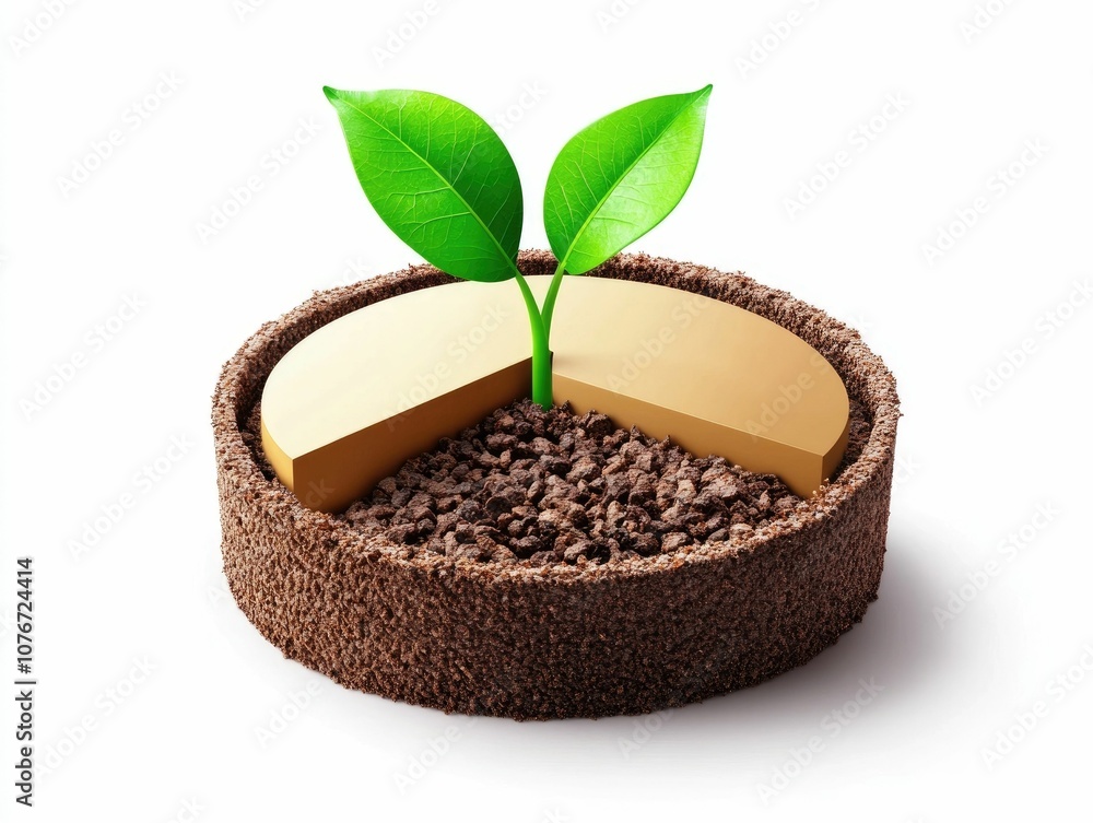 Poster of a pie chart with a growing section representing financial profit and success the graph icon depic