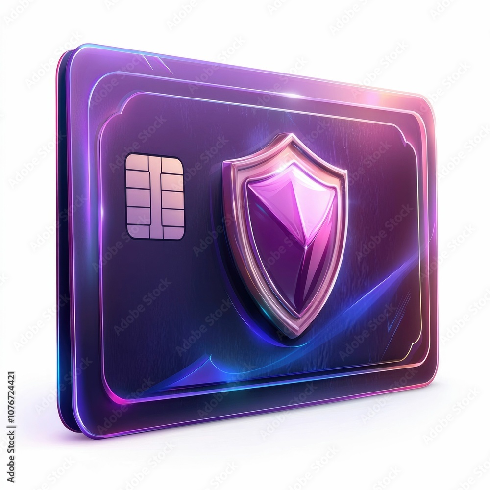 Poster of a credit card with a shield icon symbolizing financial security and protection the image represen