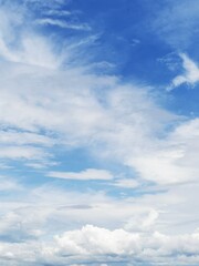 Obraz premium Vast blue sky filled with scattered clouds during a sunny afternoon over a serene landscape