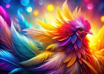 Obraz premium Soft and Blurred Chicken Feathers in Beautiful Colors - Abstract Background for Design