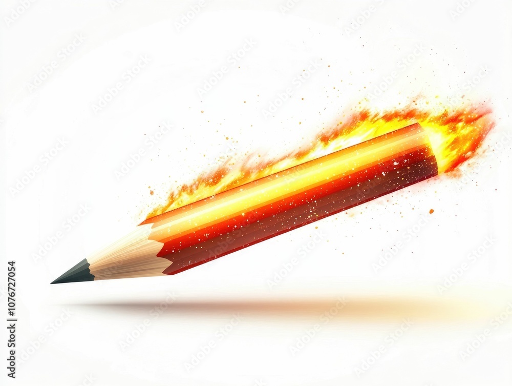 Poster of a pencil with a glowing tip representing the concept of creative the spark of new ideas the image