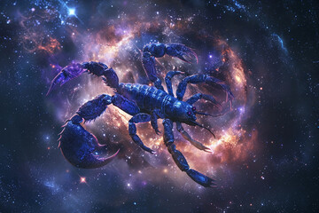 Astrological abstract composition with Scorpio zodiac sign symbol