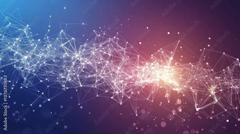Poster Abstract polygonal space low poly dark background with connecting dots and lines. Connection structure. 3d rendering - Generated AI