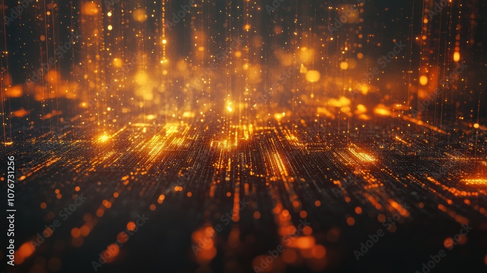 Poster 3d rendering of abstract technology background with glowing particles in cyberspace - generated ai