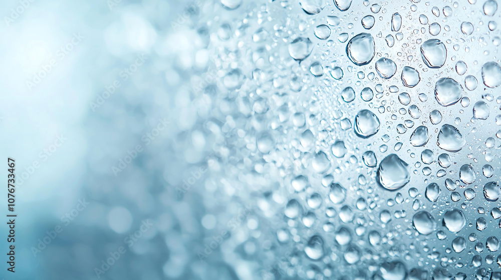 Aufkleber abstract background close up of water droplets on frosted glass surface, creating serene and calming