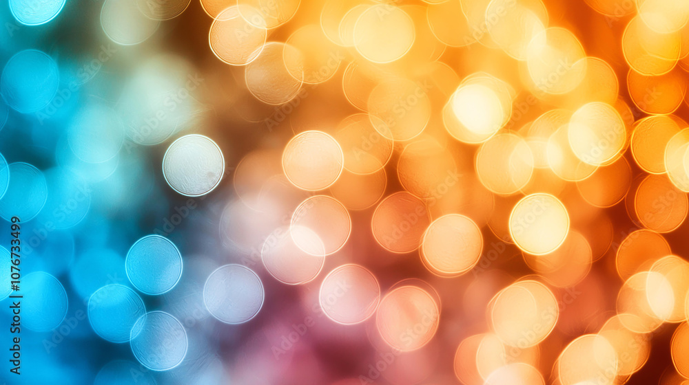 Poster abstract background vibrant bokeh background with blue and orange light reflections creating dreamy 