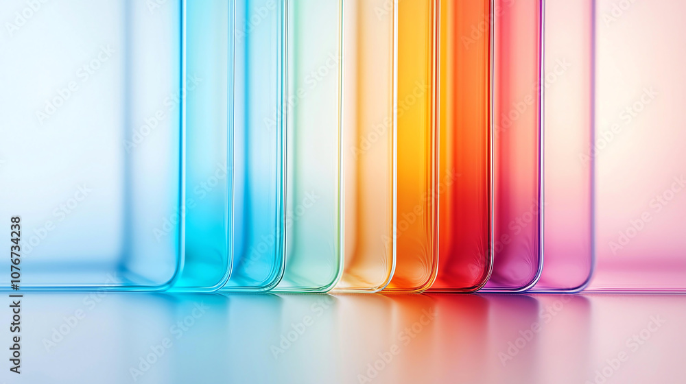 Poster abstract background colorful gradient glass panels create vibrant spectrum effect, showcasing blend 