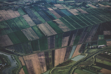 Aerial view of fields. 