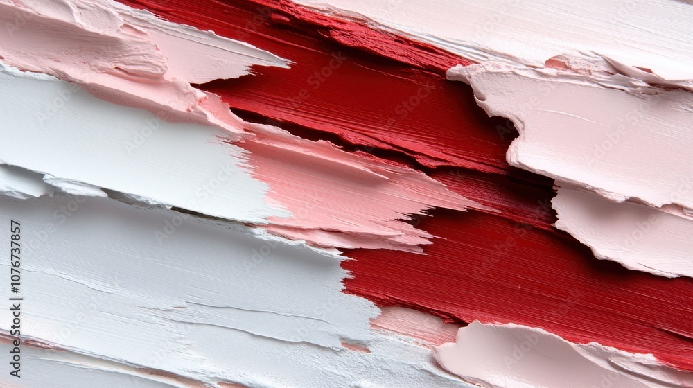 Aufkleber a vibrant contrast of red and white layered textures creates dynamic movement and energy, with a pai