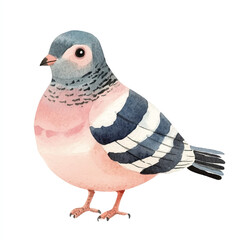 cute Zebra Dove watercolor clipart illustration isolated