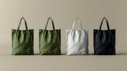 Cotton Tote Bag Mockup Blank Eco-Friendly Shopping Sack Template on Grey Background