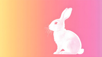 Obraz premium Minimalist bunny silhouette in soft pastel colors, evoking calmness