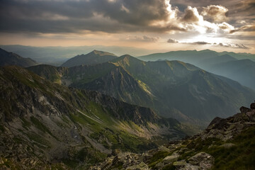 Dramatic View of the Tatra Mountains at Sunrise or Sunset
