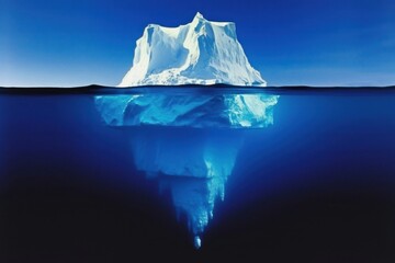 Obraz premium Iceberg with blue ocean outdoors nature climate change.