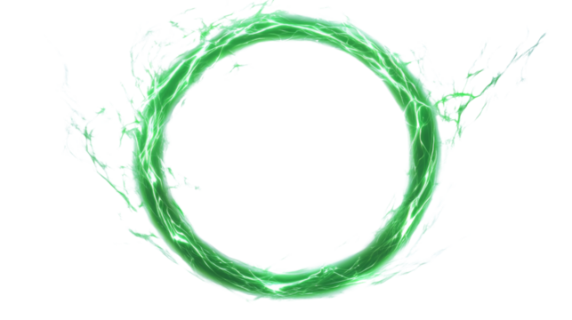 Green electric ring lightning transparent background