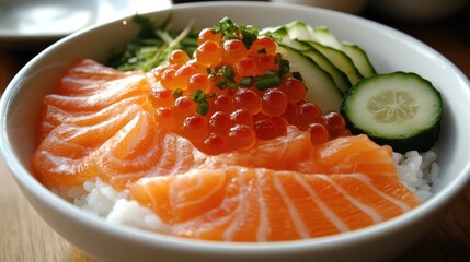 Delicious Salmon Donburi Bowl Presentation