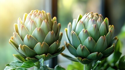 Fototapeta premium Close-up of Two Artichokes