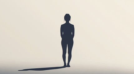 Obraz premium Illustrate a person standing with their back facing the viewer, integrating a subtle yet impactful Body Mass Index BMI, chart within their silhouette, in a minimalist style