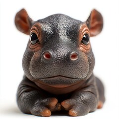 Adorable young hippopotamus toy with detailed features, perfect for kids' rooms or educational play.