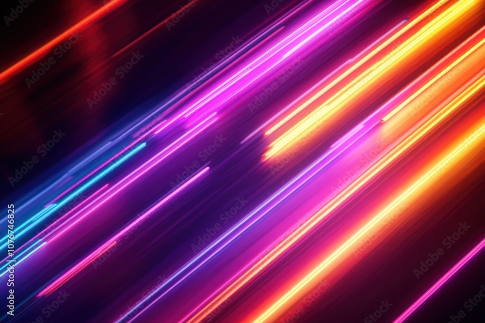 Poster luminous spectrum of neon hues against a dark background in a vibrant and dynamic abstract style ide