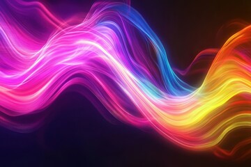 Obraz premium Vibrant Flowing Wave of Glowing Neon Colors in Motion Creating a Dynamic and Mesmerizing Visual Experience for Art and Design Projects