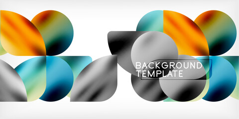 Triangles, circles, petals geometric shapes illustration