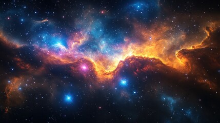 Fototapeta premium A vibrant cosmic nebula filled with stars and colorful gases.