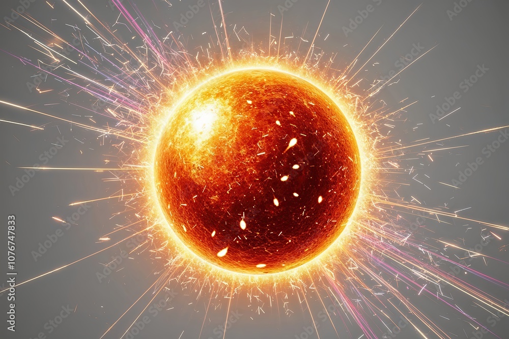 Poster vibrant sparkling heat sphere on clear background for visual design and animation