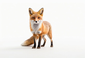 Obraz premium Alert Red Fox Staring on White Background