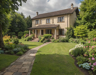 Obraz premium A large house in the garden