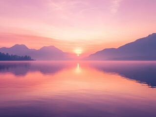Obraz premium sunset over the lake
