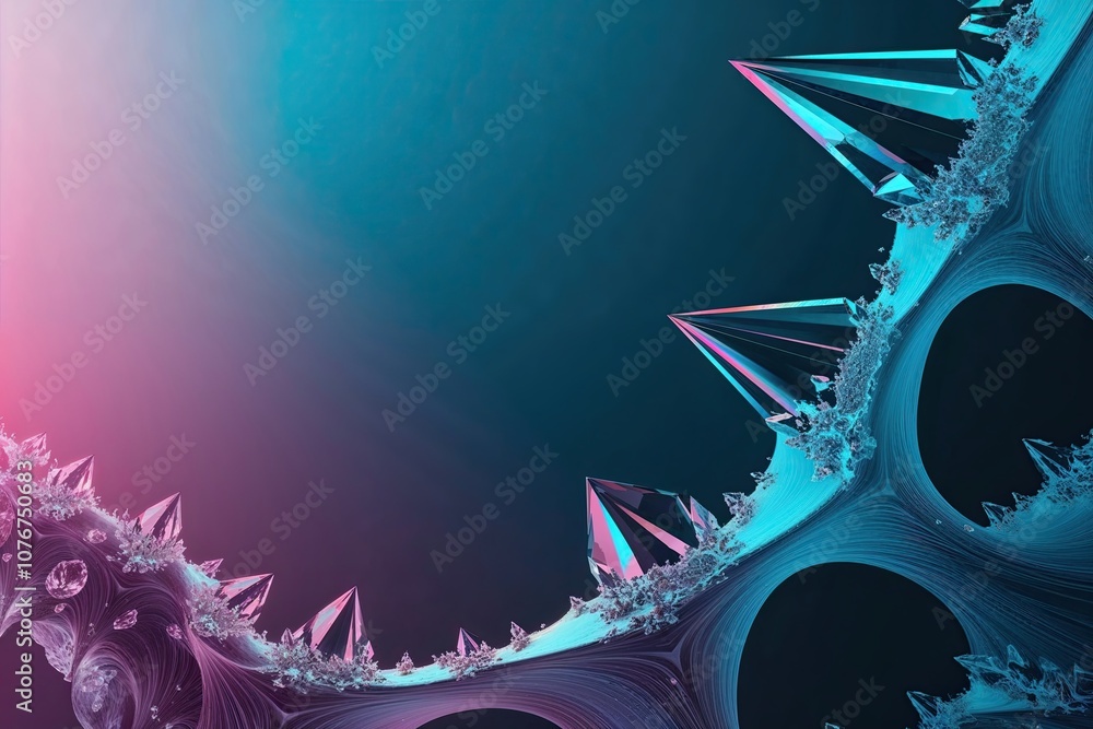 Poster vibrant cobalt iridescent gradient background with creative crystal fractal designs for unique proje