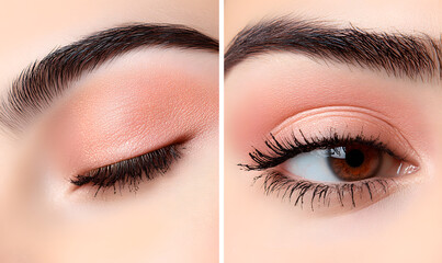 Naklejka premium Elegant High-Fashion Beauty Portraits with Radiant Skin, Glamorous Makeup, and Luxurious Skincare Glow.